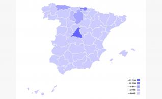 Mapa de España con las provincias que más nos visitaron en 2020